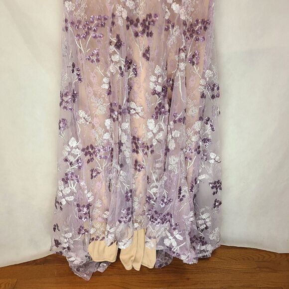 New Mac Duggal 79301 Amethyst Embroidered & Sequin Mesh & Lace Mermaid Gown  (8) - Picture 5 of 16